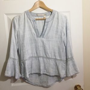 Flowy high low boho top with bell sleeves